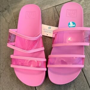 Reed Pink Slide Sandals with Clear Straps